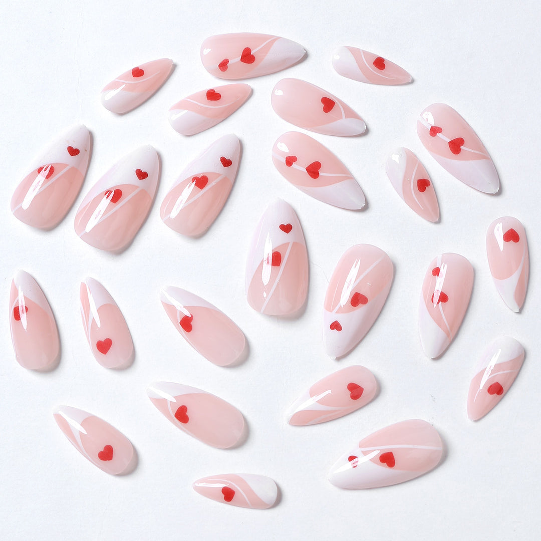 Artistic Heart-Patterned Press-On Nail Art Stornfield