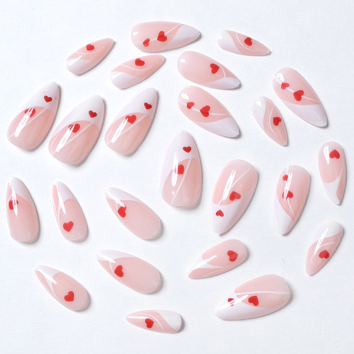 Artistic Heart-Patterned Press-On Nail Art Stornfield