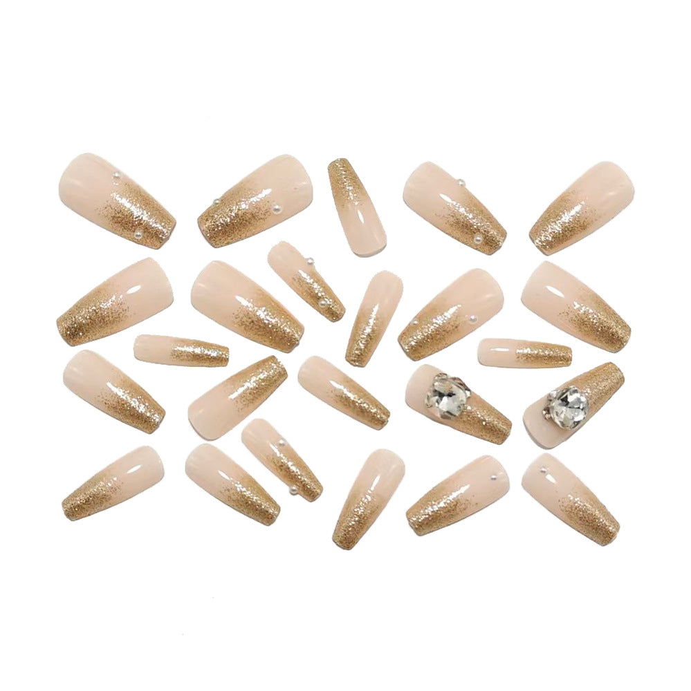 Shiny artificial nails with 3D decoration Stornfield