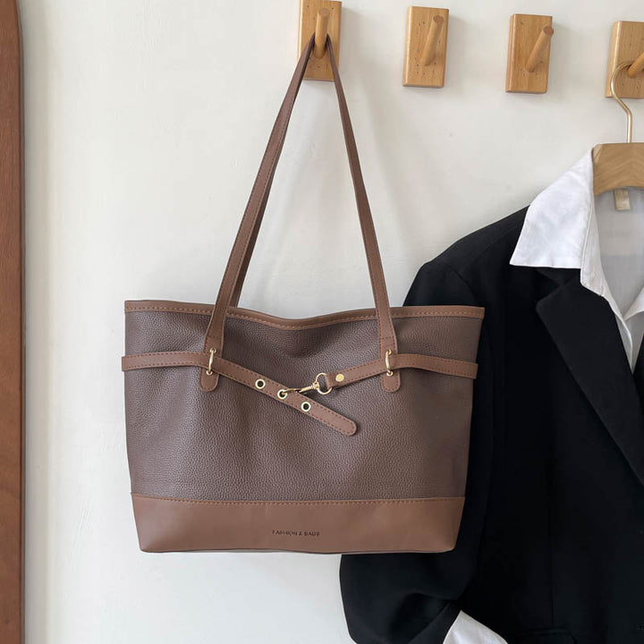 Structured Faux Leather Tote Bag