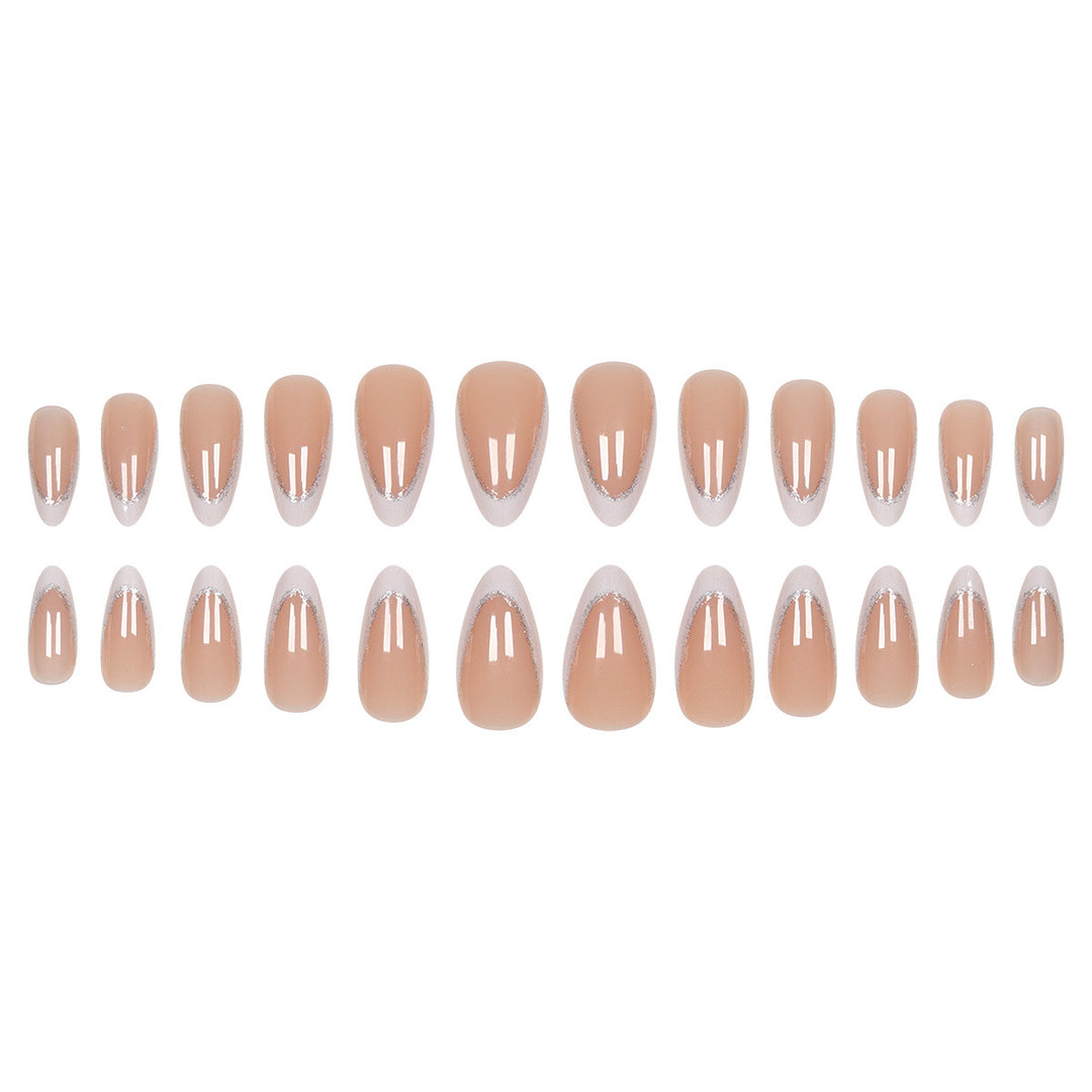 Elegant Stiletto Press-On Nails with Silver Glitter Accents Stornfield