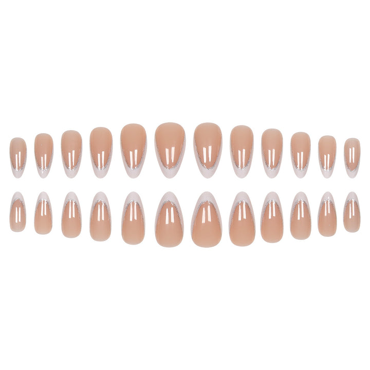 Elegant Stiletto Press-On Nails with Silver Glitter Accents Stornfield