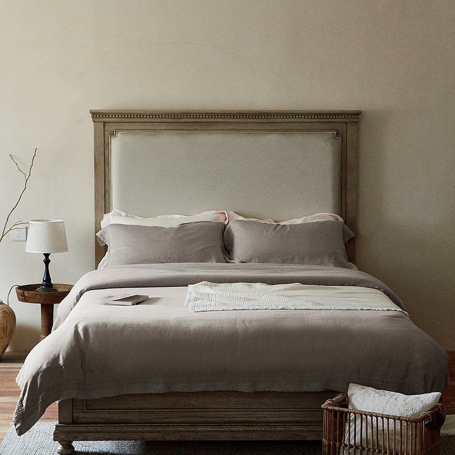 Washed French Linen Duvet Cover and Pillowcase Set with Envelope Closure