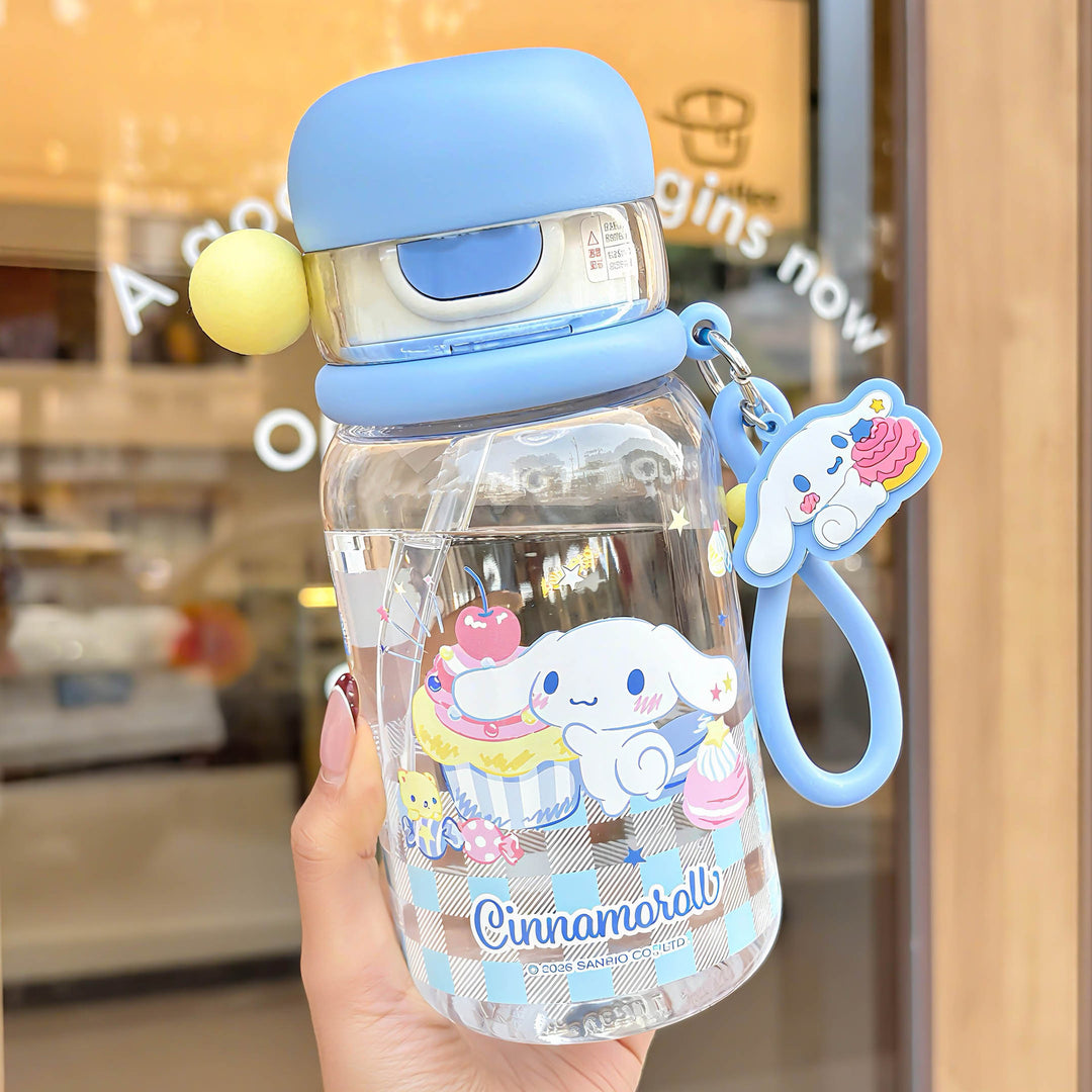 Ladies drinking bottle with practical silicone drinking straw and cute Stornfield motif