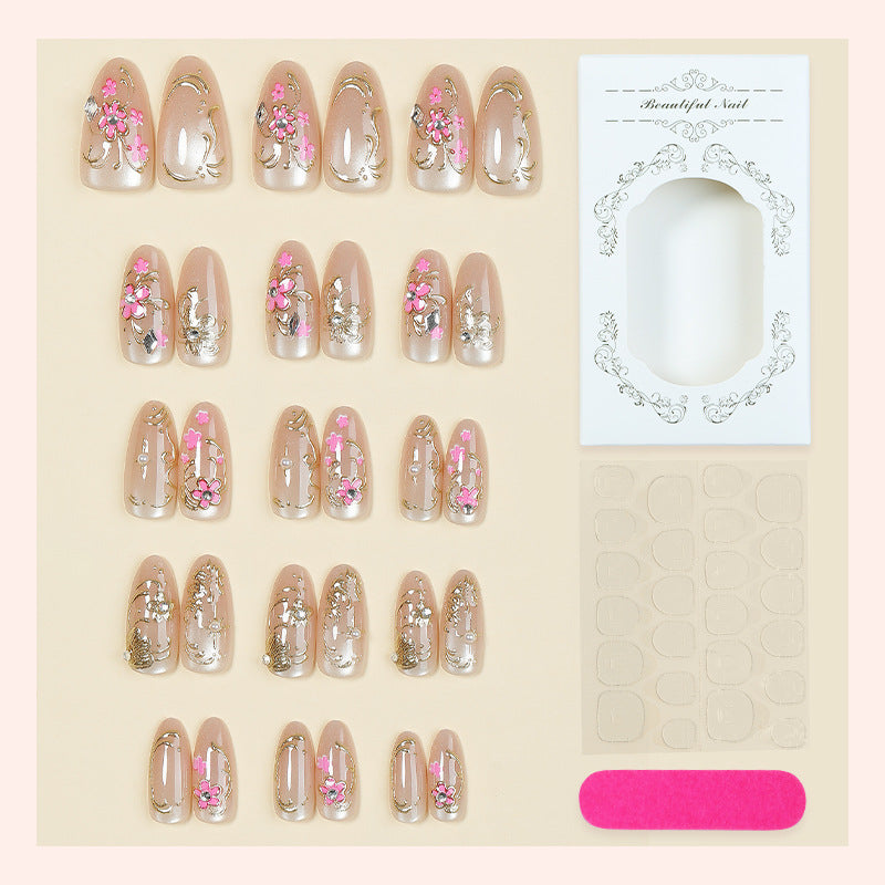 Decorative Press-On Nail Art Set with Floral Design Stornfield