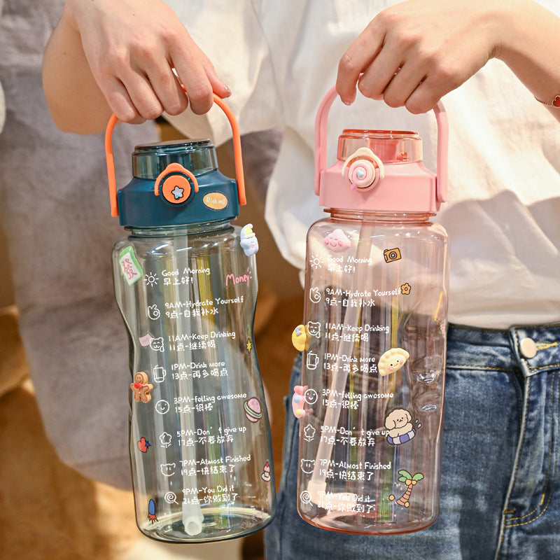 Women’s water bottle with integrated time marking and practical carrying handle Stornfield