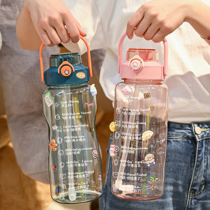 Women’s water bottle with integrated time marking and practical carrying handle Stornfield