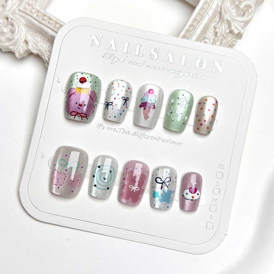 Whimsical Dessert-Themed Press-On Nail Set