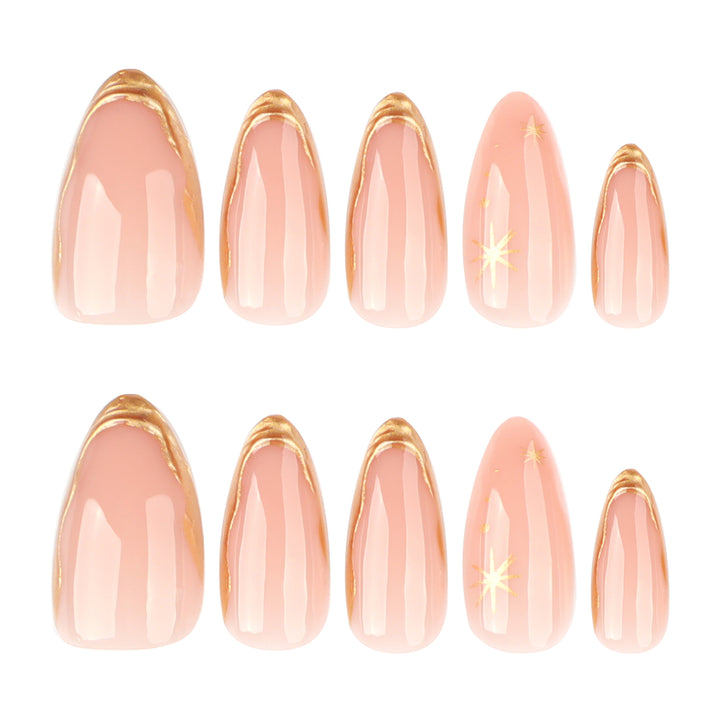Glamorous stiletto nails with golden accents Stornfield
