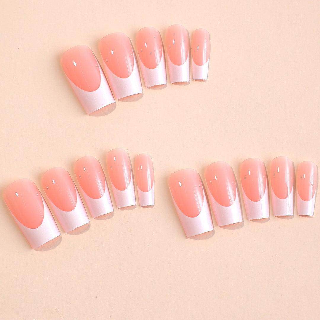 Creative acrylic nail set with elegant French-tip design Stornfield