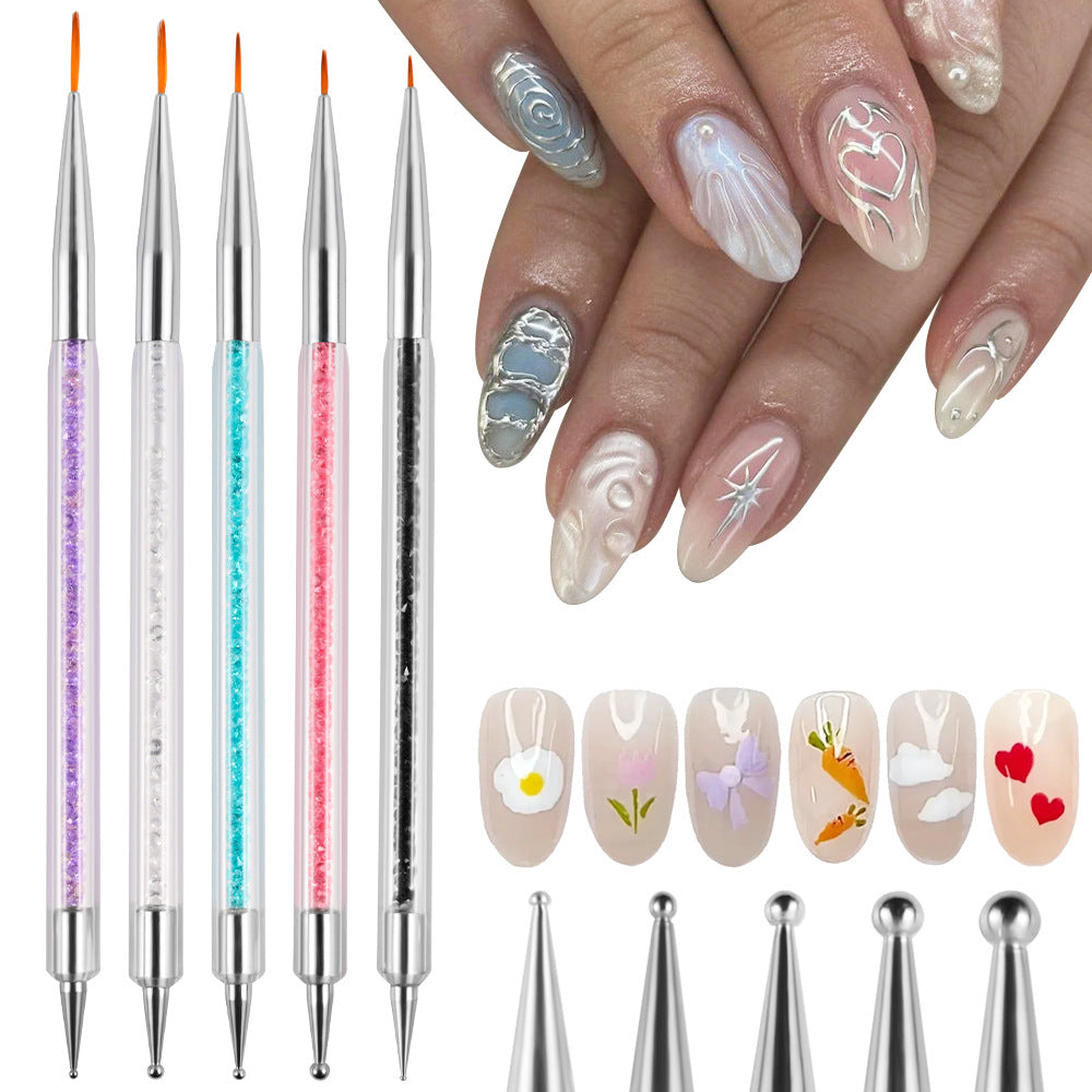 Crystal-Handled Nail Art Detailing Brush Set Stornfield