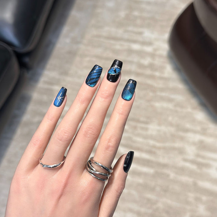 Artistic Galaxy-Inspired Press-On Nail Set Stornfield