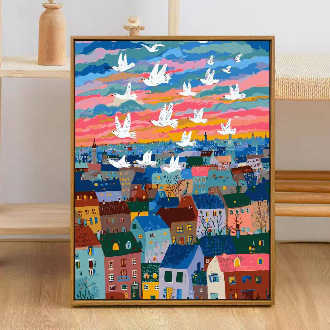 Colorful City Skyline Art Print Stornfield