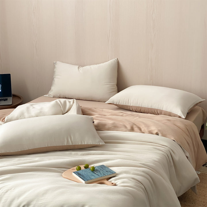 Reversible Cotton Sateen Duvet Cover and Pillowcase Set