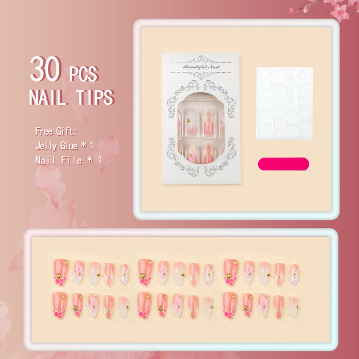 Decorative Floral Press-On Nail Art Set 1790738756