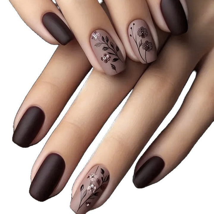 Elegant Floral Matte Nail Art Stornfield