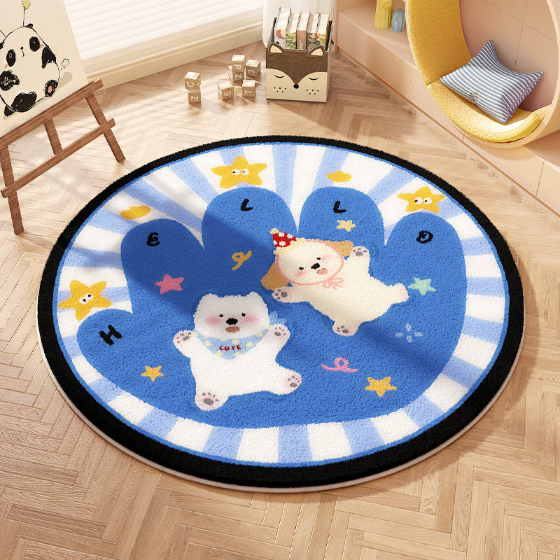 Playful Bow-Patterned Round Area Rug
