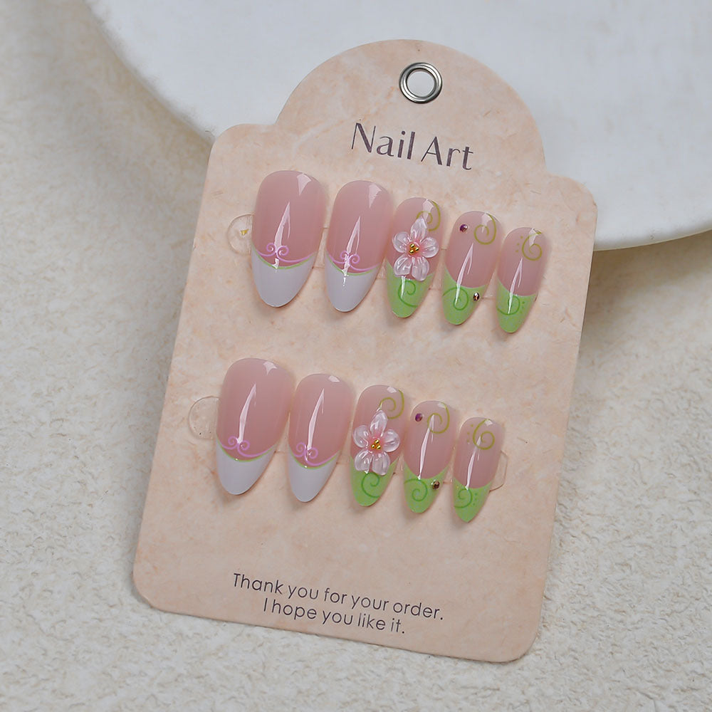 Artistic Floral-Accent Press-On Nail Set Stornfield