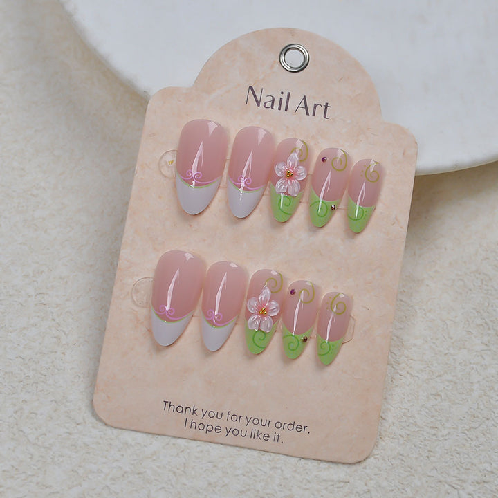 Artistic Floral-Accent Press-On Nail Set Stornfield