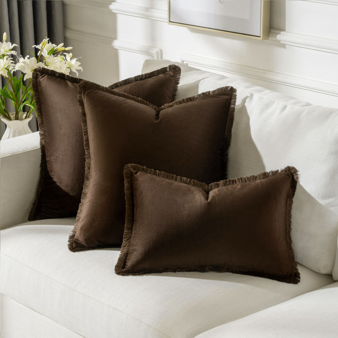 Frayed-Edge Square and Lumbar Decorative Pillow Set