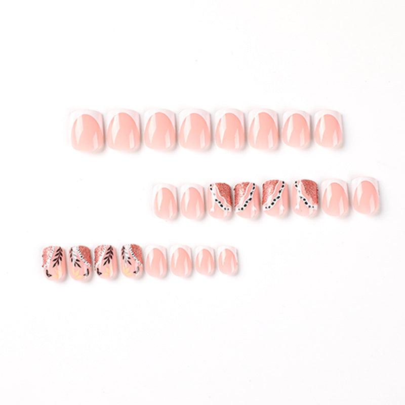 Trendy artificial nails in flower and glitter pattern Stornfield