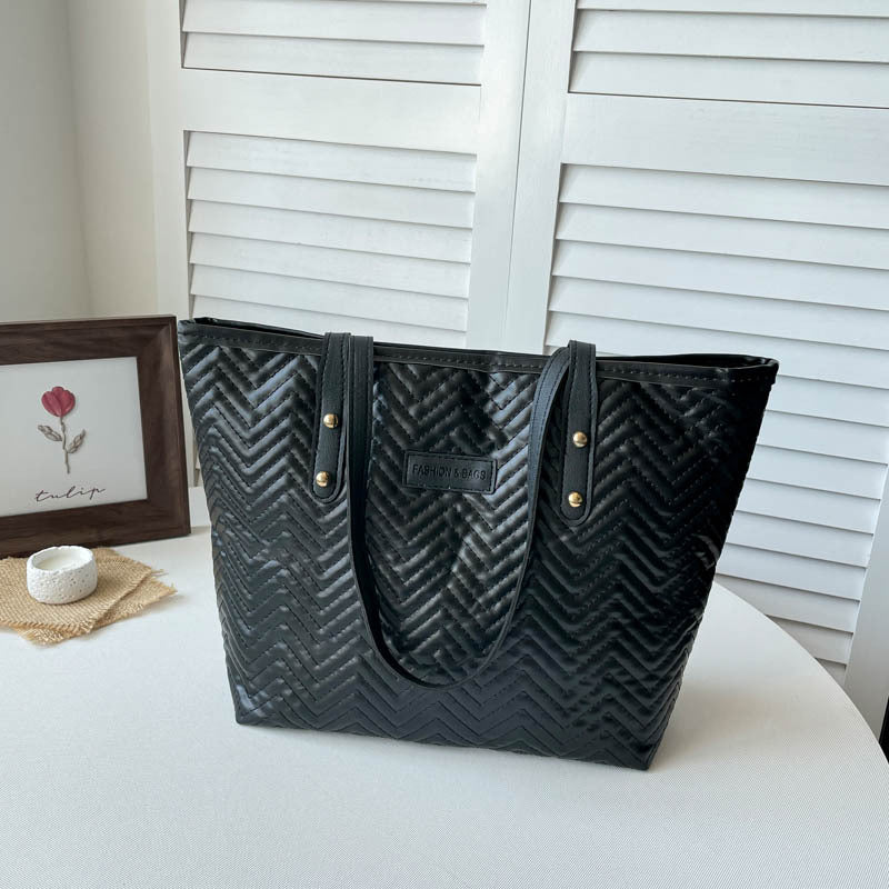 Textured Herringbone Pattern Tote Bag