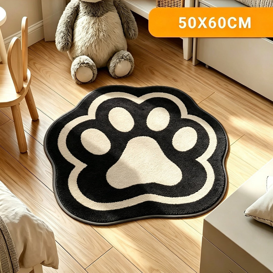 Decorative Plush Paw Print Area Rug