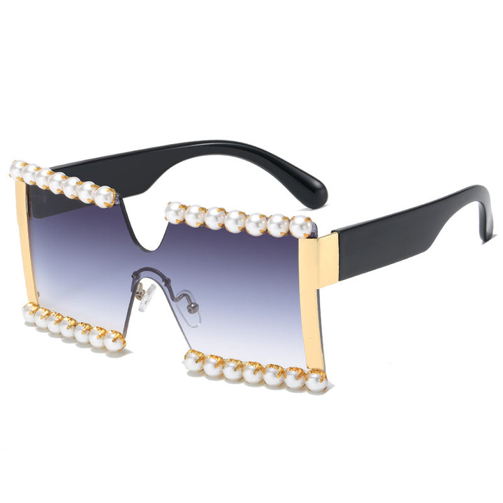 Ladies extravagant rectangular sunglasses with pearl decoration and UV protection Stornfield