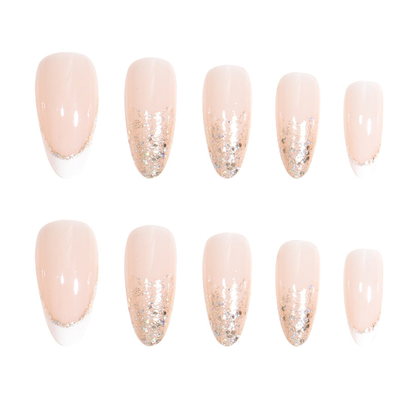 Elegant Stiletto Press-On Nail Set with Glitter and French Tip Stornfield
