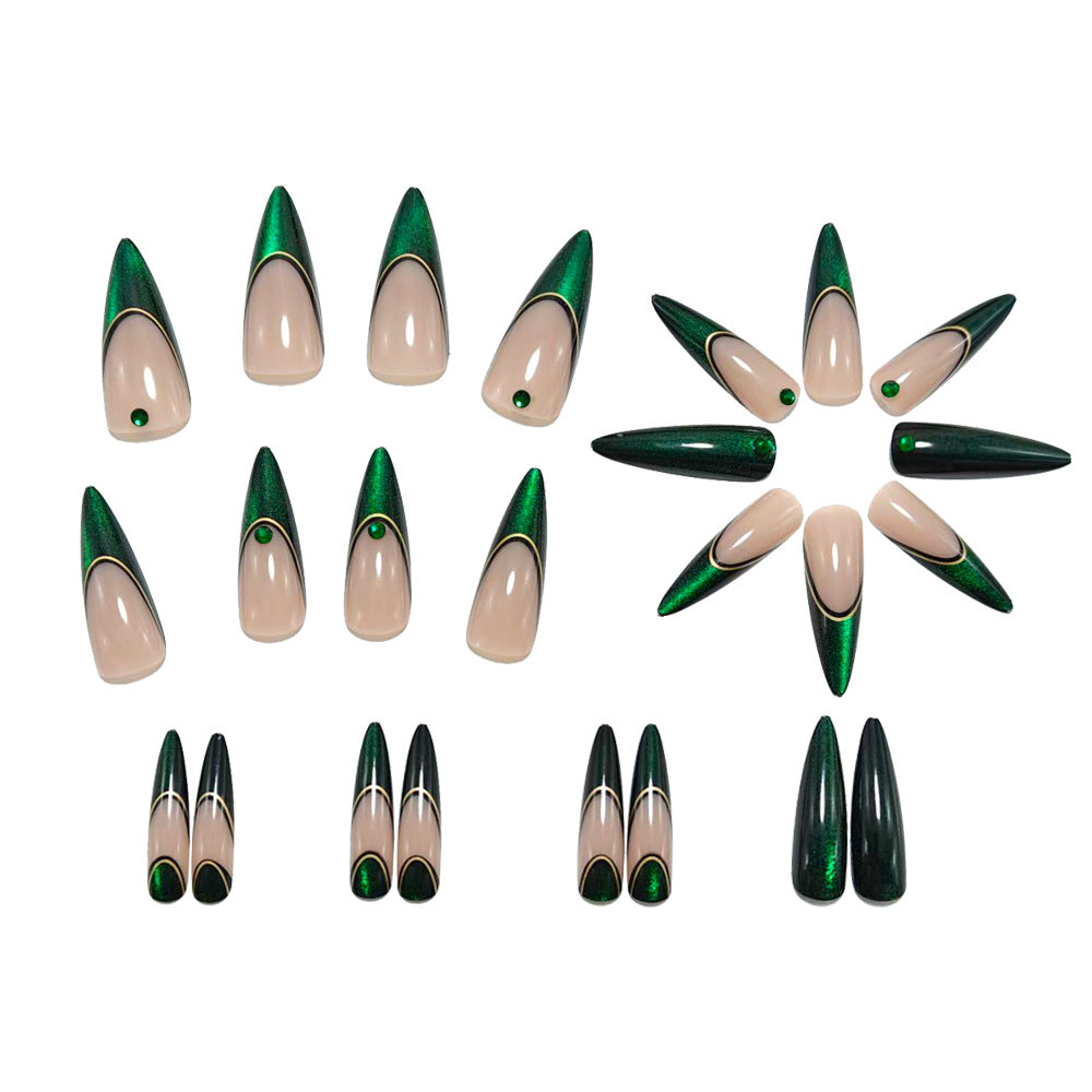 Elegant artificial nails with glitter and metal embellishments Stornfield