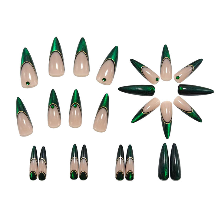 Elegant artificial nails with glitter and metal embellishments Stornfield