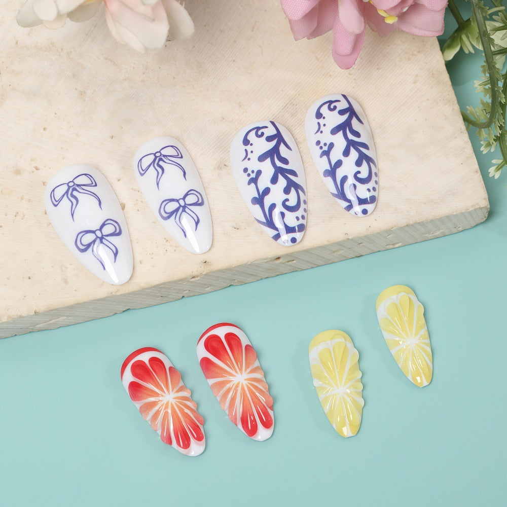 Artificial Nail Set with Handcrafted Floral and Graphic Designs Stornfield