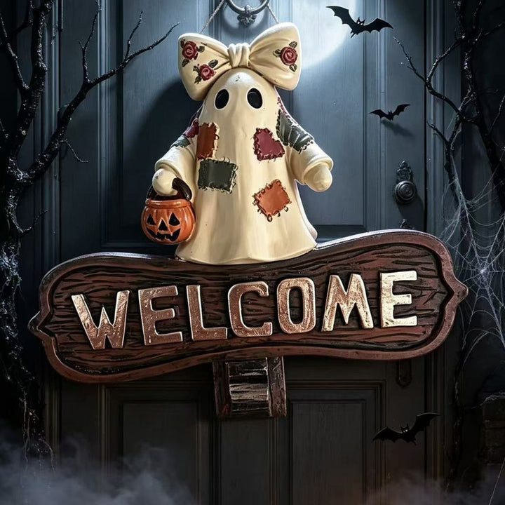Welcome sign with ghost motif Stornfield