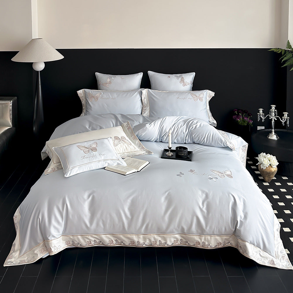 Embroidered Butterfly Cotton-Sateen Duvet Cover Set