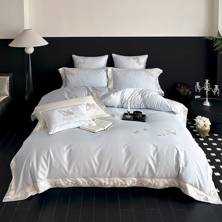 Embroidered Butterfly Cotton-Sateen Duvet Cover Set