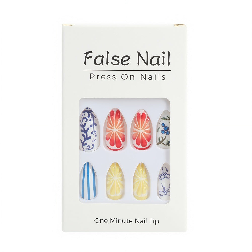 Artificial Nail Set with Handcrafted Floral and Graphic Designs Stornfield