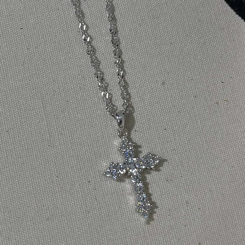 Cross pendant necklace with sparkling zirconia stones Stornfield