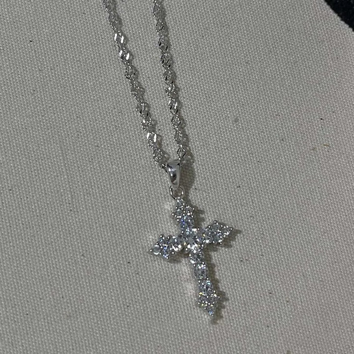 Cross pendant necklace with sparkling zirconia stones Stornfield