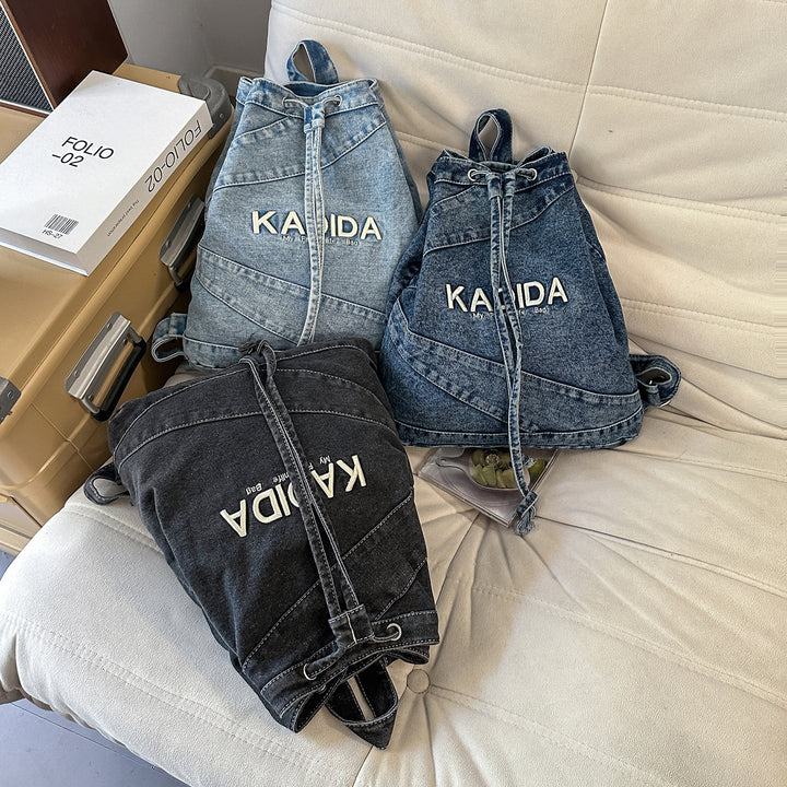 Casual Drawstring Denim Backpack Stornfield