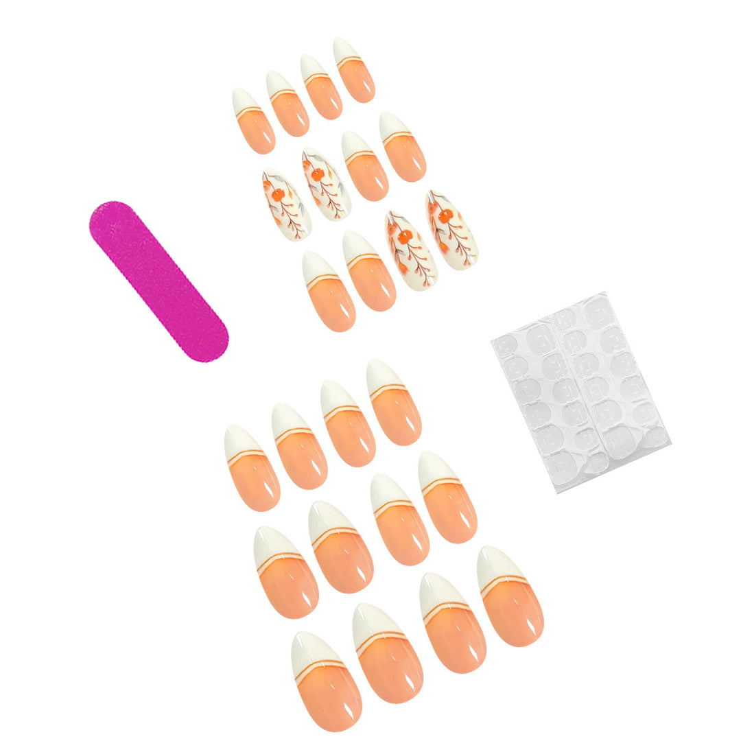 Artificial nails with floral patterns and elegant tips Stornfield