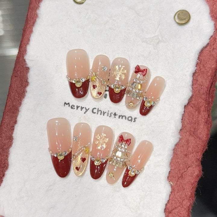 Artificial nail tips with festive glamour design Stornfield