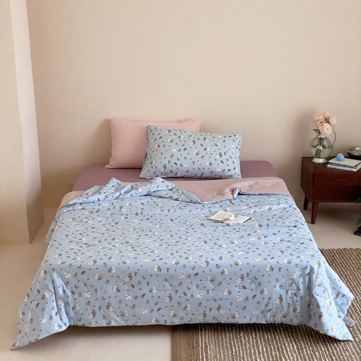 Playful Canine-Print Brushed Microfiber Duvet Cover Set with Smooth Grey Reverse and Envelope Pillowcase