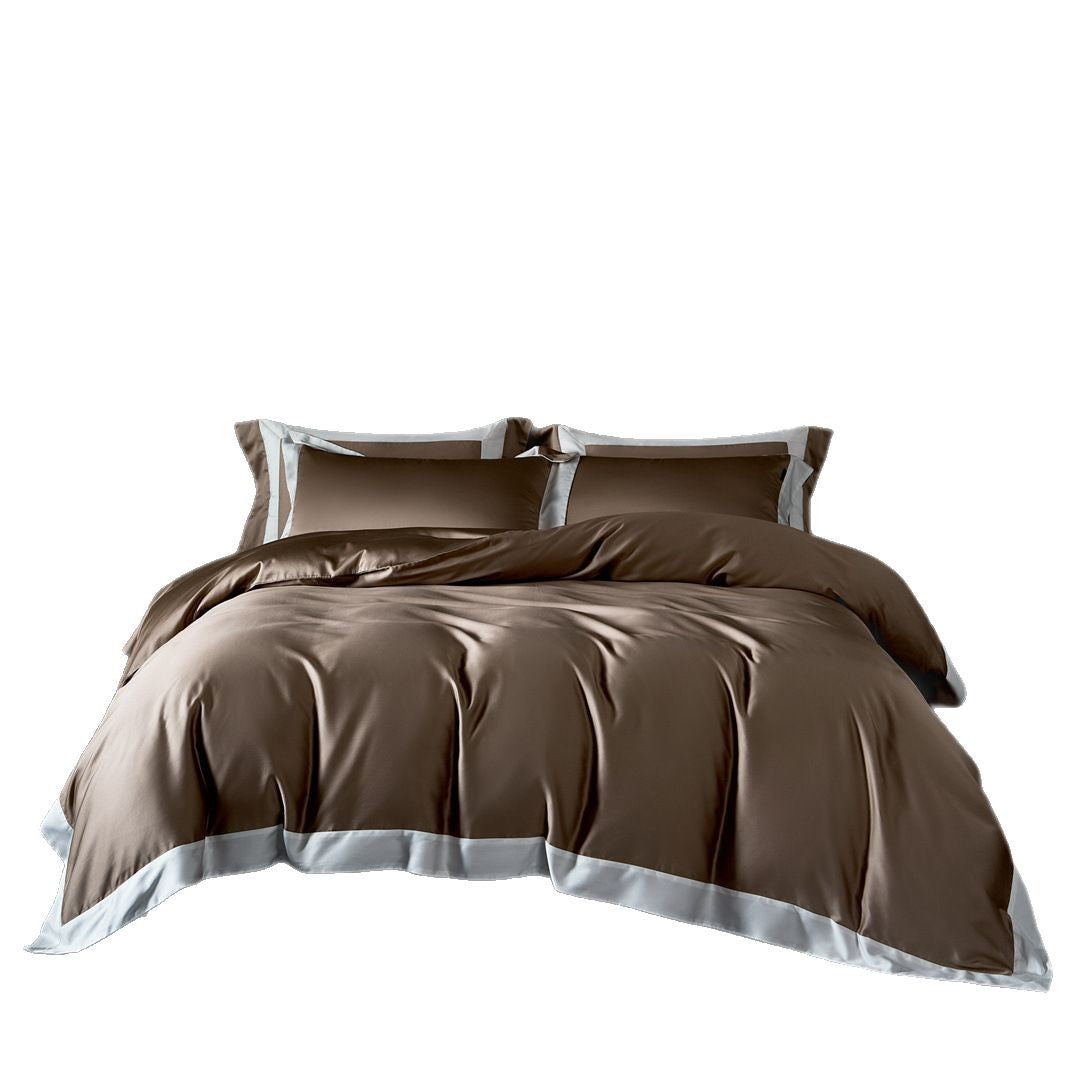 Luxury Satin Duvet Cover Set with Contrast Hem and Silk-like Finish