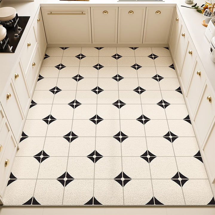 Floral Pattern Kitchen Rug