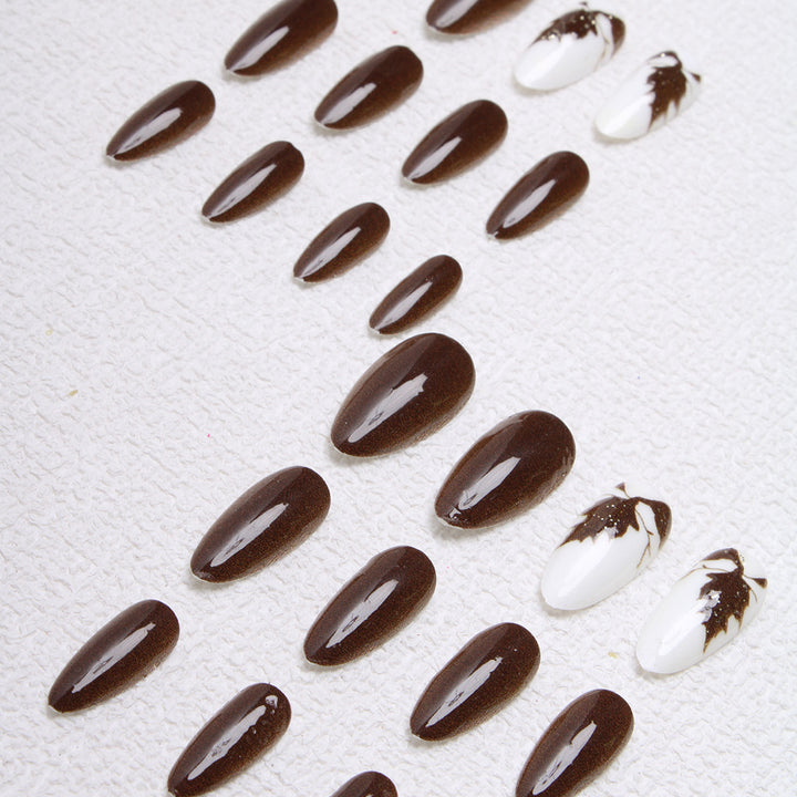Artistic Leaf-Designed Press-On Nails Stornfield