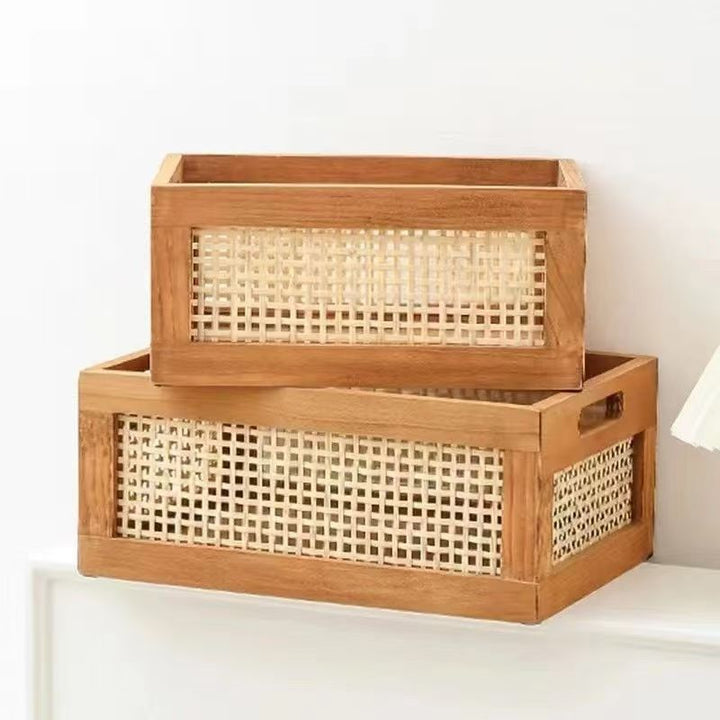 High-quality storage basket with rattan details Stornfield