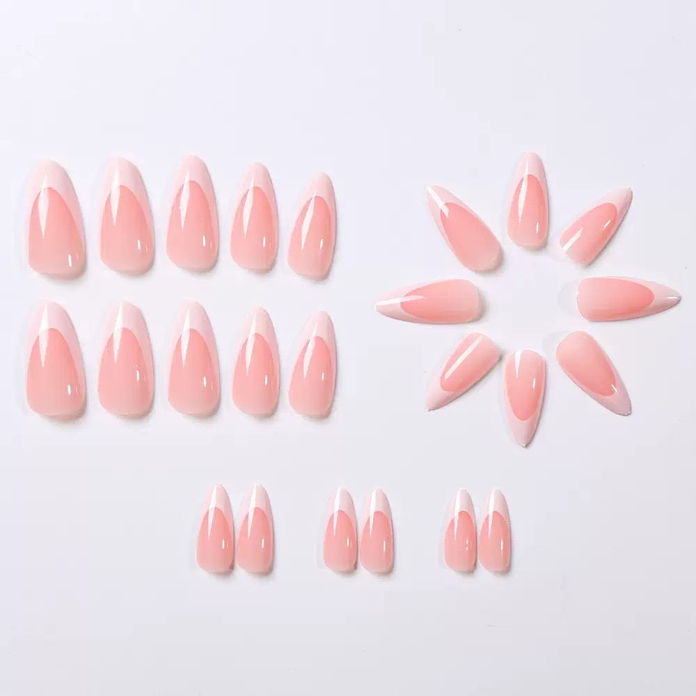 Artificial nail set with elegant French design and gloss effect Stornfield