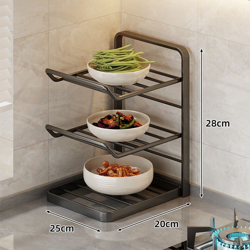 Multi-Tier Vertical Countertop Bowl and Plate Drying Rack with Slanted Wire Shelves