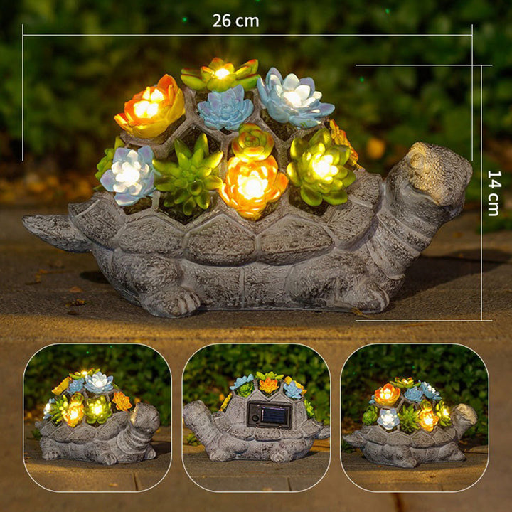 Solar Powered Succulent Turtle Garden Planter Night Light Ornament Stornfield