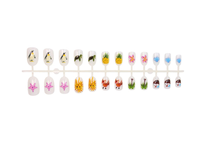 Artificial nail set with creative maritime motifs Stornfield